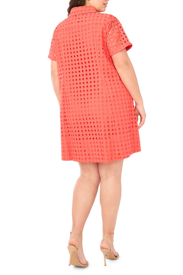 Eyelet Short Sleeve Cotton Shirtdress, Alternate, color, CAYENNE