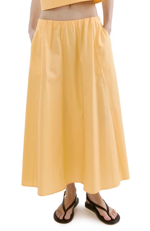 Flared Cotton Midi Skirt