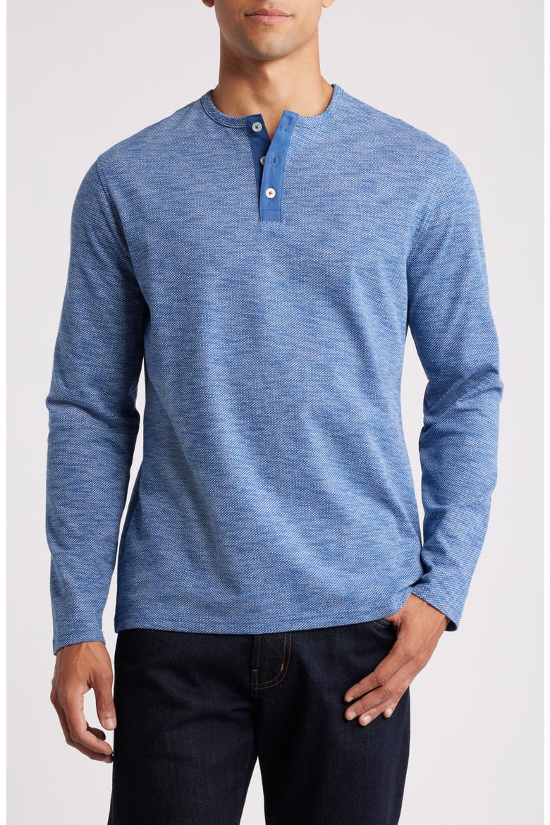 Performance Piqué Henley, Main, color, DENIM BLUE