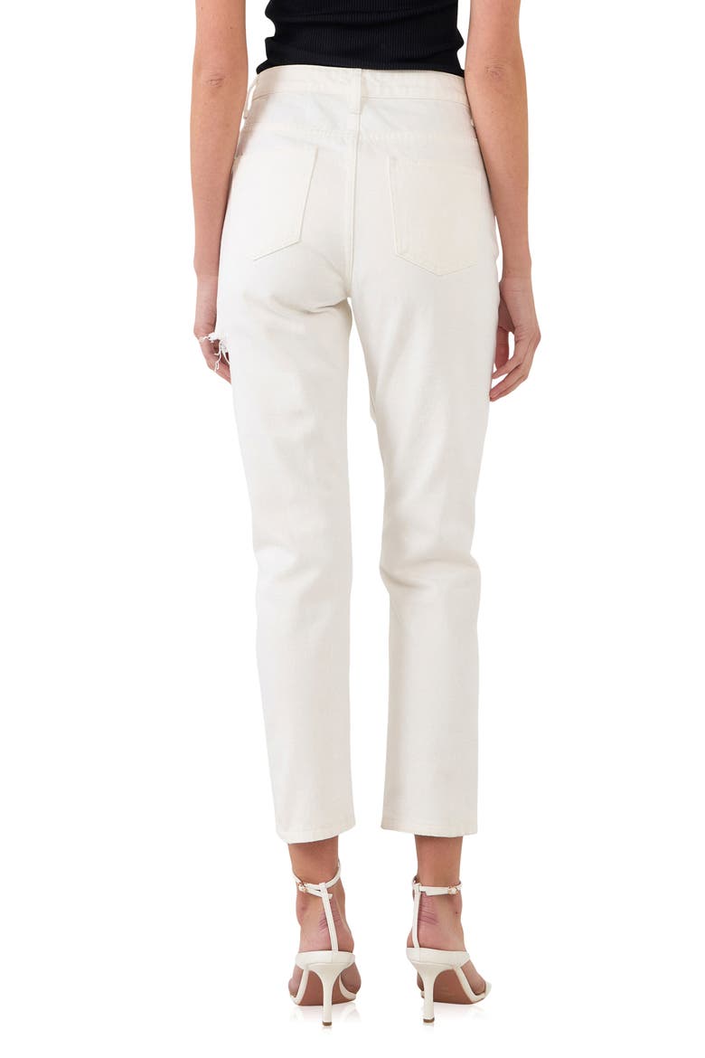 Ripped High Waist Slim Straight Leg Jeans, Alternate, color, WHITE