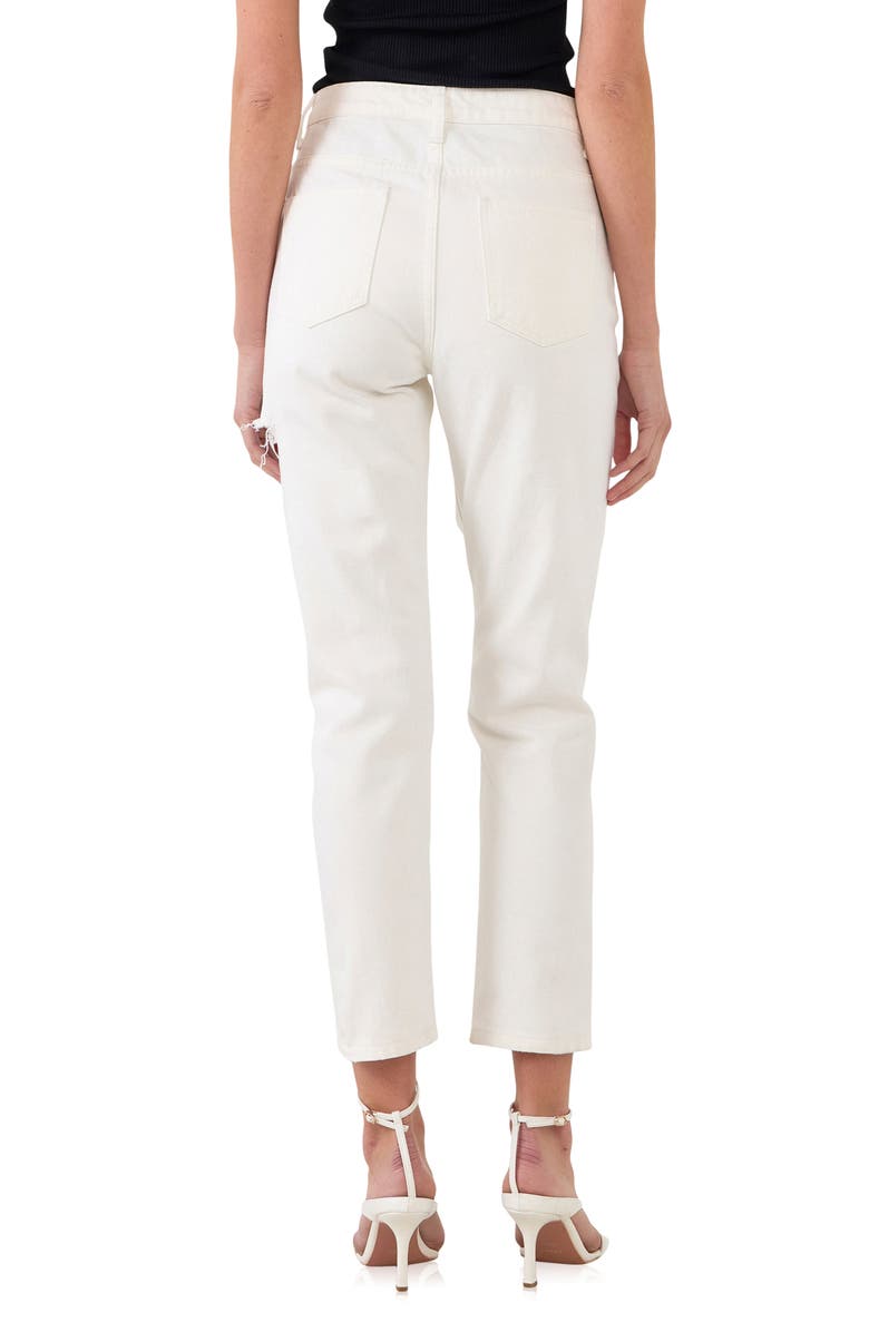 Grey Lab Ripped High Waist Slim Straight Leg Jeans, Alternate, color, White