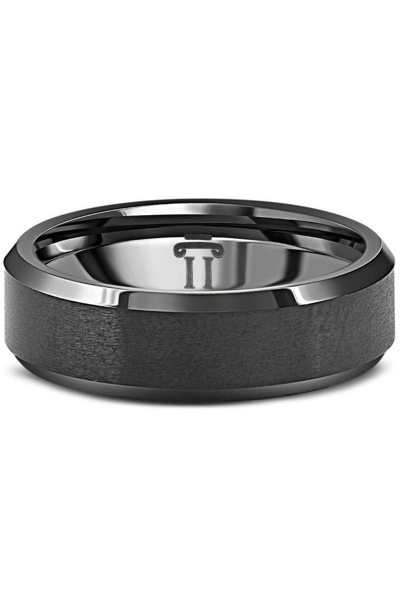 Men's Brushed Black Tungsten 6mm Beveled Ring Wedding Band, Main, color, Black Tungsten