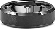 Bliss Diamond Men's Brushed Black Tungsten 6mm Beveled Ring Wedding Band