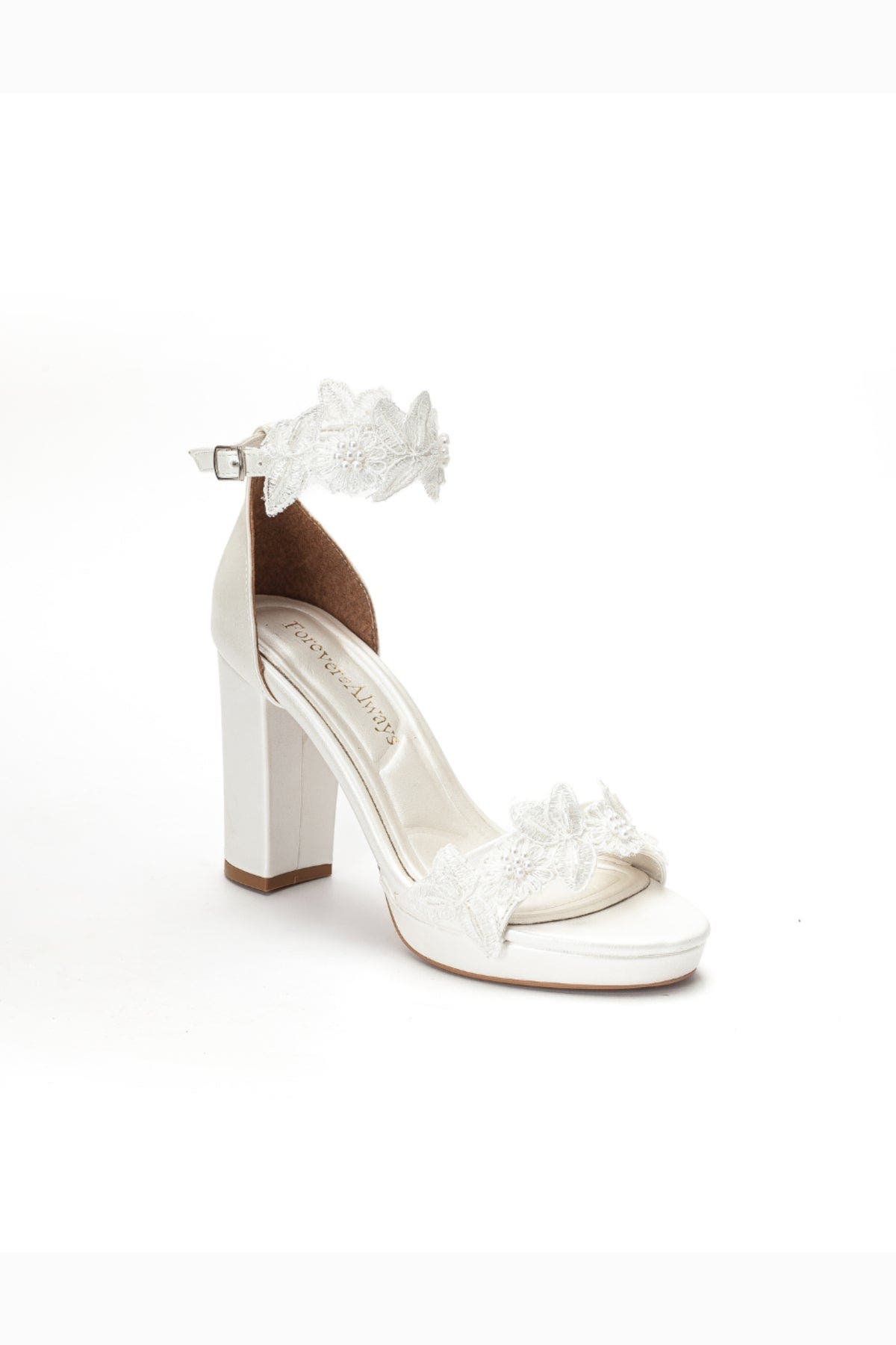 Forever & Always Shoes Isadora Lace Bridal Heel, Main, color, Ivory