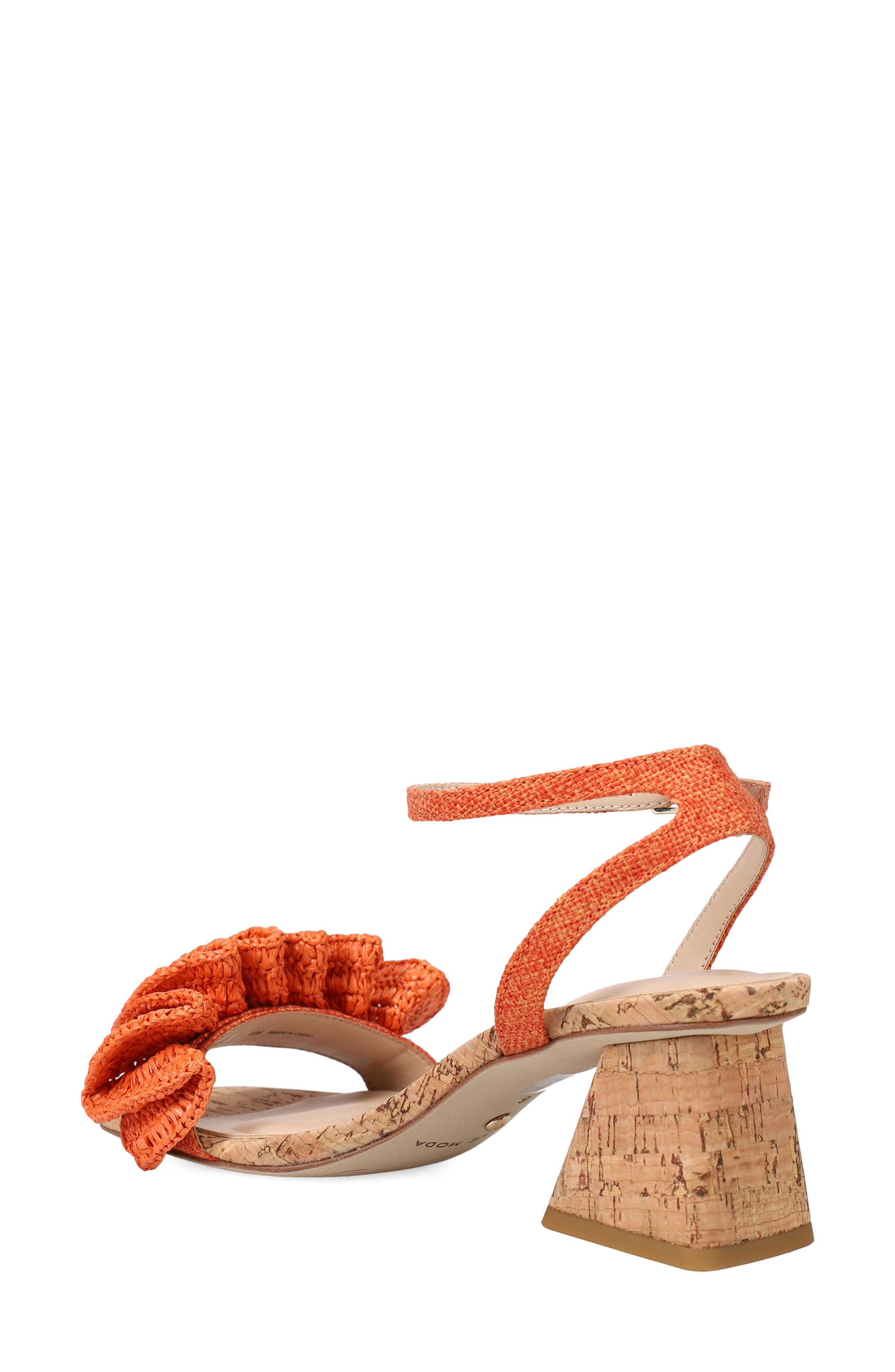 Tianna Raffia Rosette Ankle Strap Sandal, Alternate, color, TANGERINE