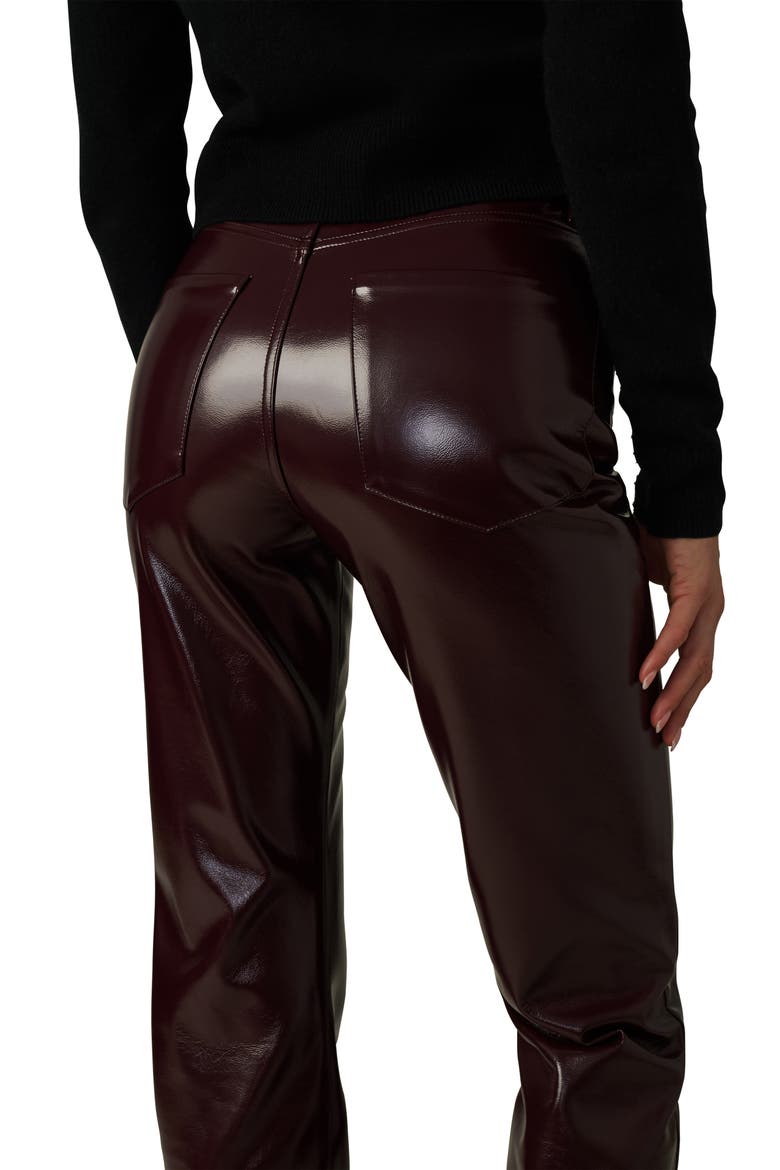 The Patent Coated Faux Leather Pants, Alternate, color, BORDEAUX