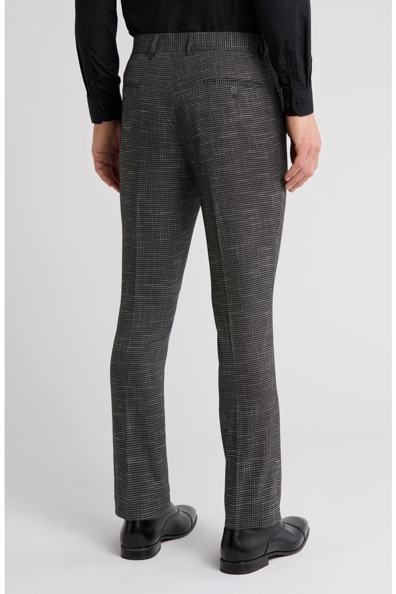 Houndstooth Slim Fit Dress Pants, Alternate, color, BLACK