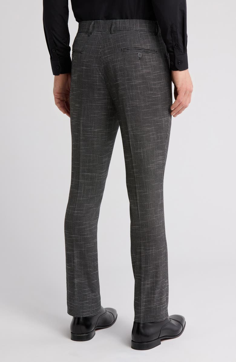 Tahari Houndstooth Slim Fit Dress Pants, Alternate, color, Black