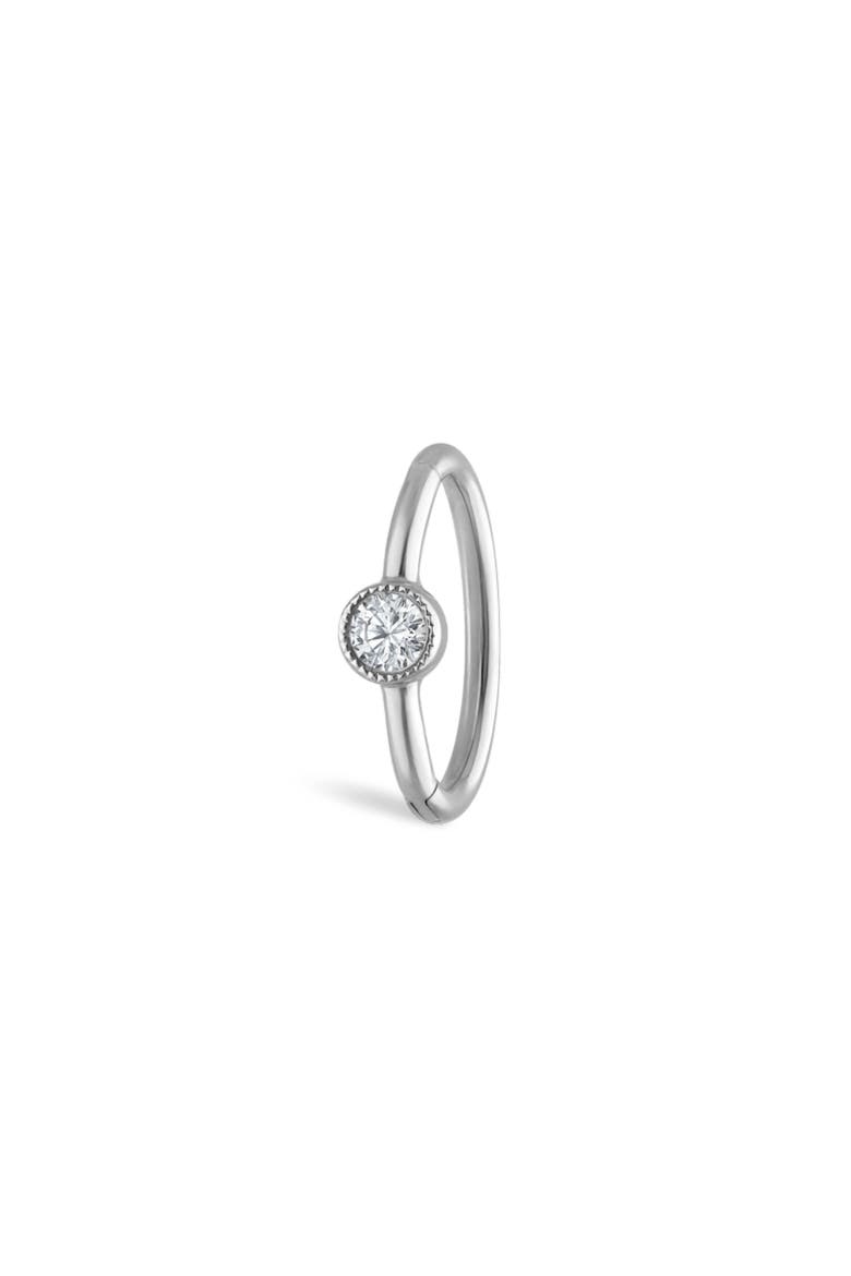 Scalloped Diamond Clicker Earring, Main, color, 18K WHITE GOLD/ DIAMOND