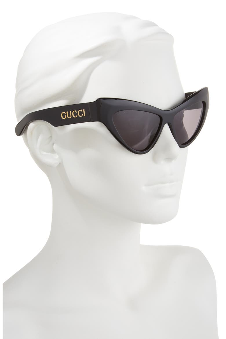 57mm Cat Eye Sunglasses, Alternate, color, BLACK BLACK GREY