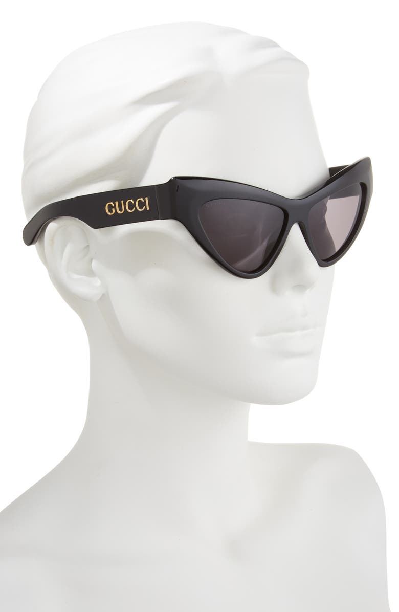 Gucci 57mm Cat Eye Sunglasses, Alternate, color, Black Black Grey