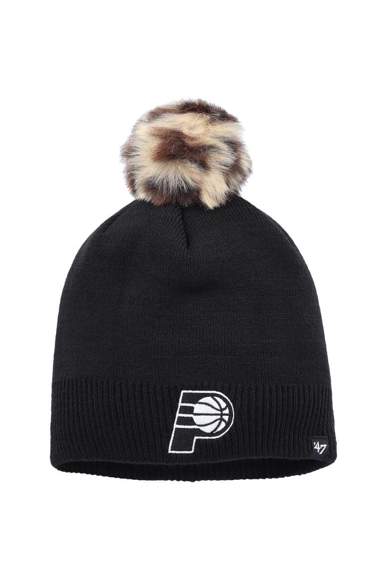 Women's '47 Black Indiana Pacers Serengeti Knit Beanie with Pom, Main, color, Black