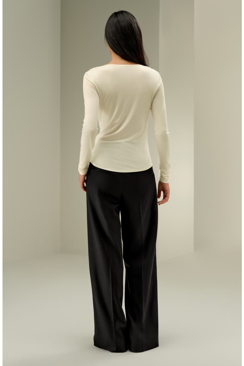 Women's Scoop-Neck Pure Silk Slim Fit Top, Alternate, color, Lily White