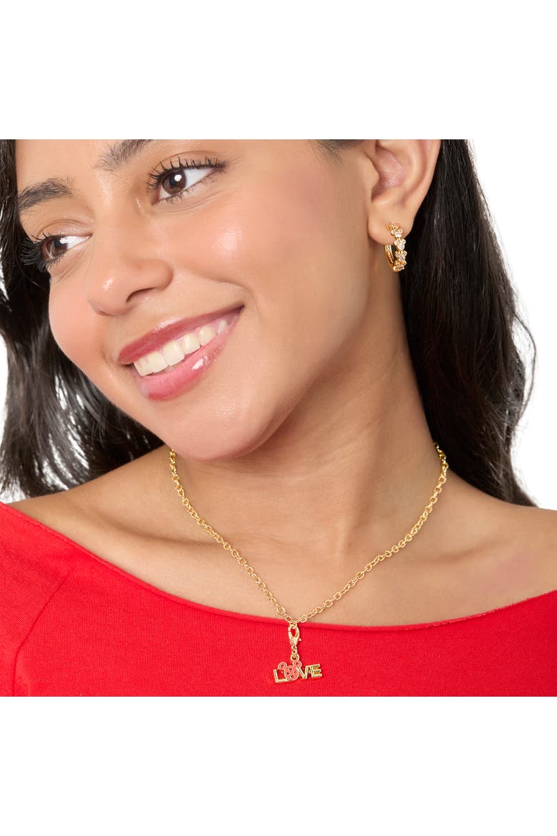 Mickey Mouse Endless Hoop Earrings, Alternate, color, Gold Tone