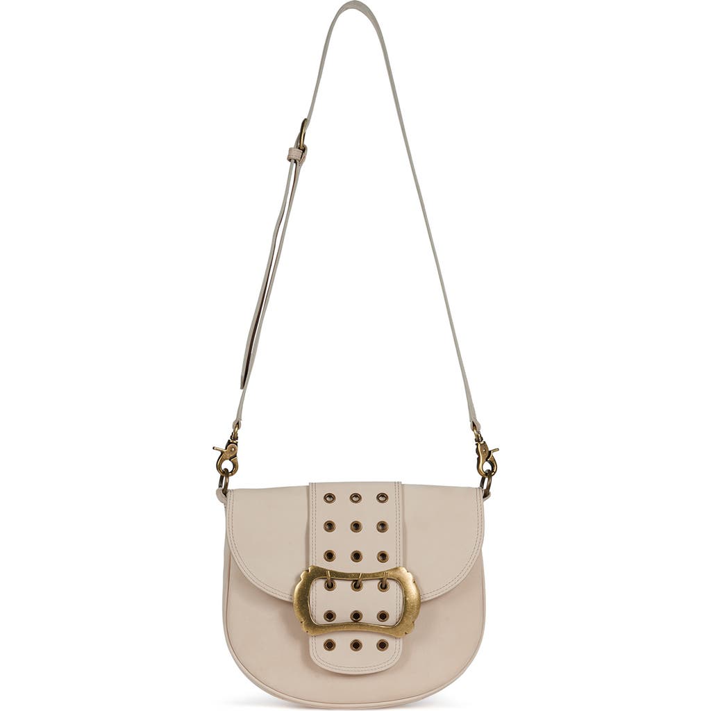 Jeffrey Campbell Side-quest Leather Crossbody Bag In Ivory Nubuck Bronze