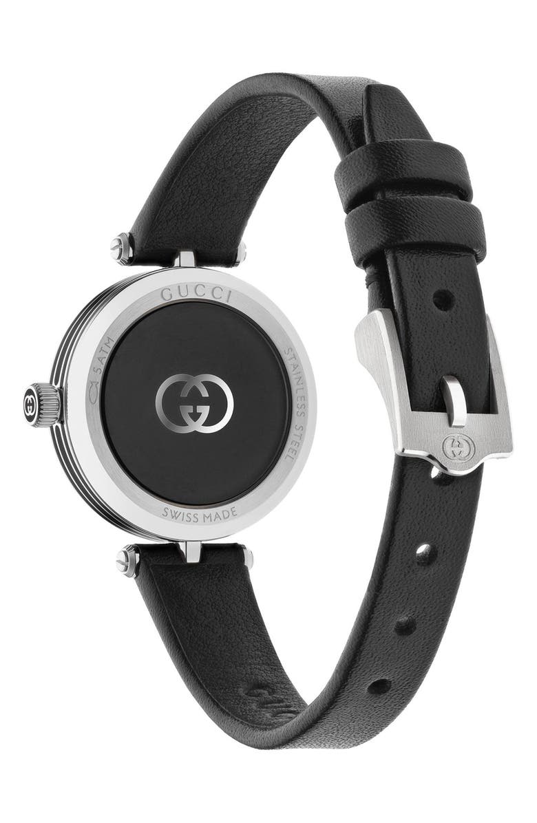 Gucci Model 2000 Leather Strap Watch, 24mm, Alternate, color, Black/ Silver