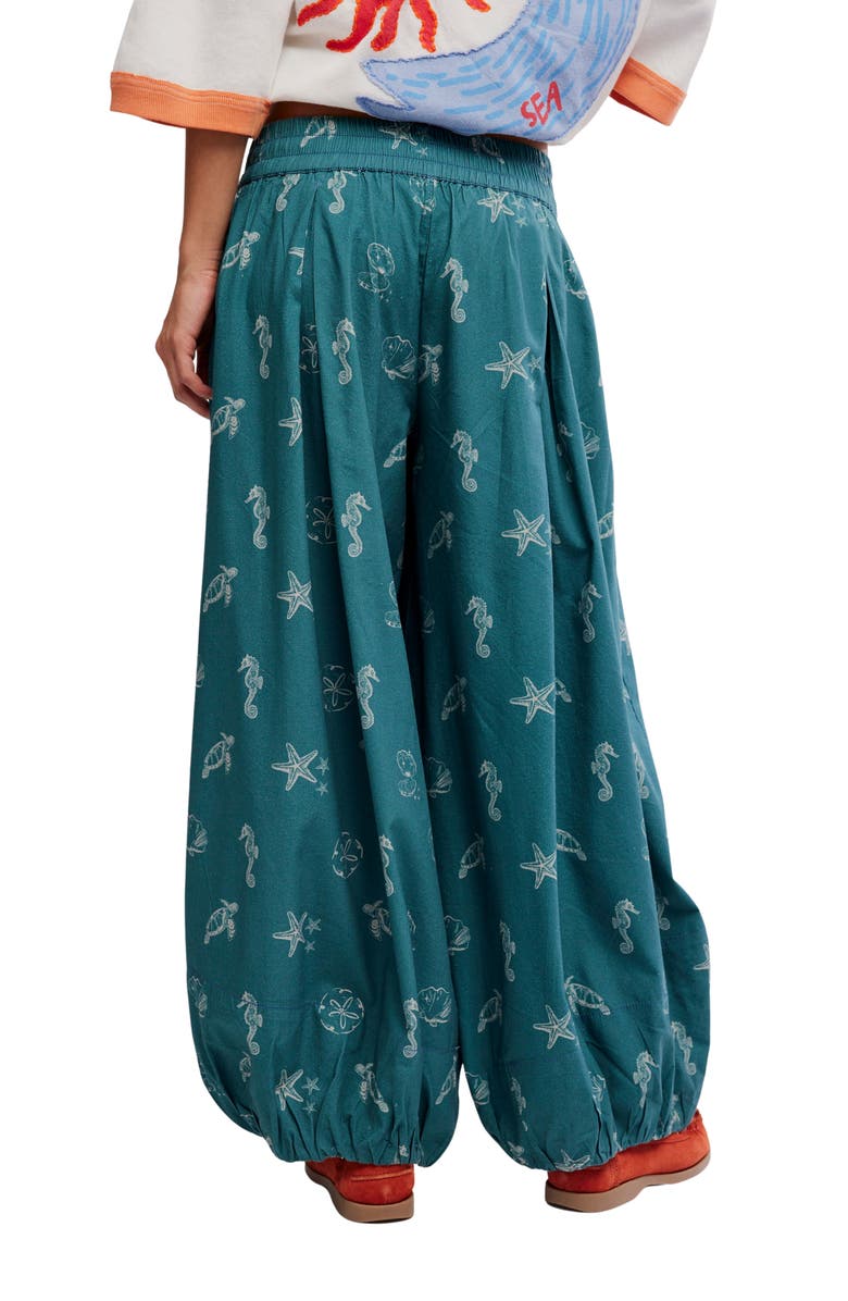 Free People Moonflowr Cotton Blend Balloon Pants, Alternate, color, Under The Sea
