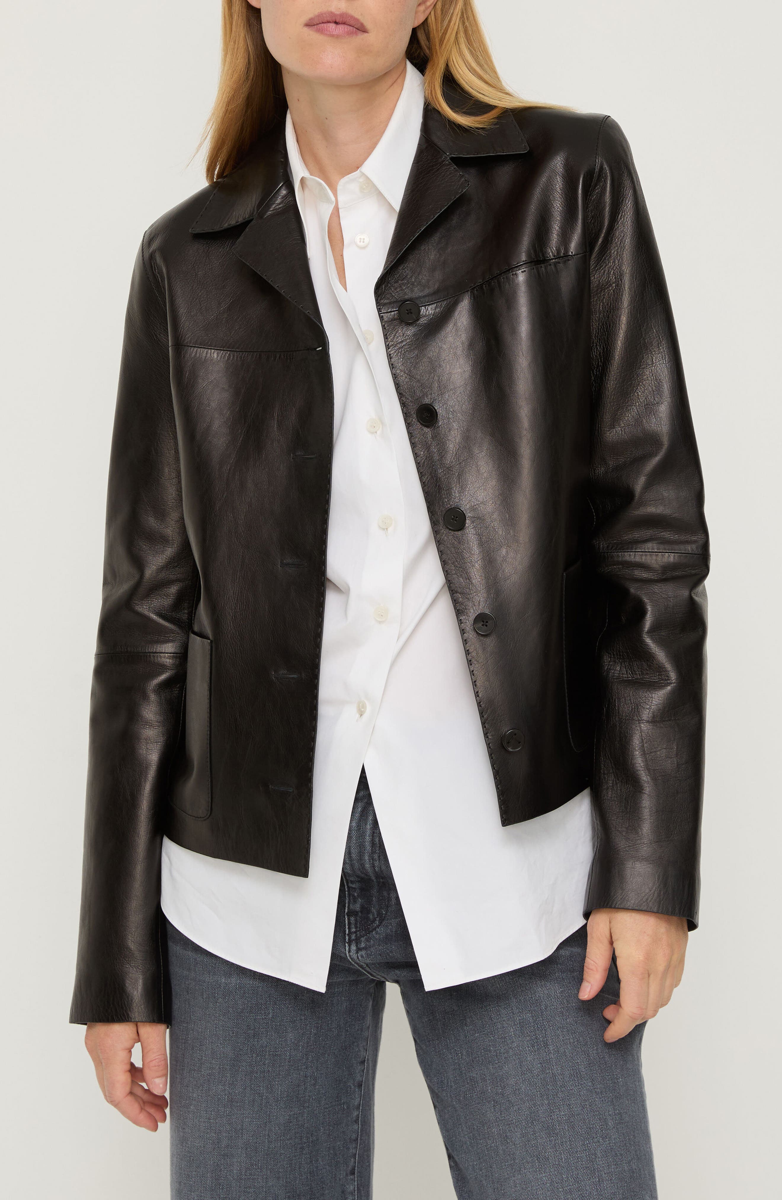 Pickstitch Leather Jacket
