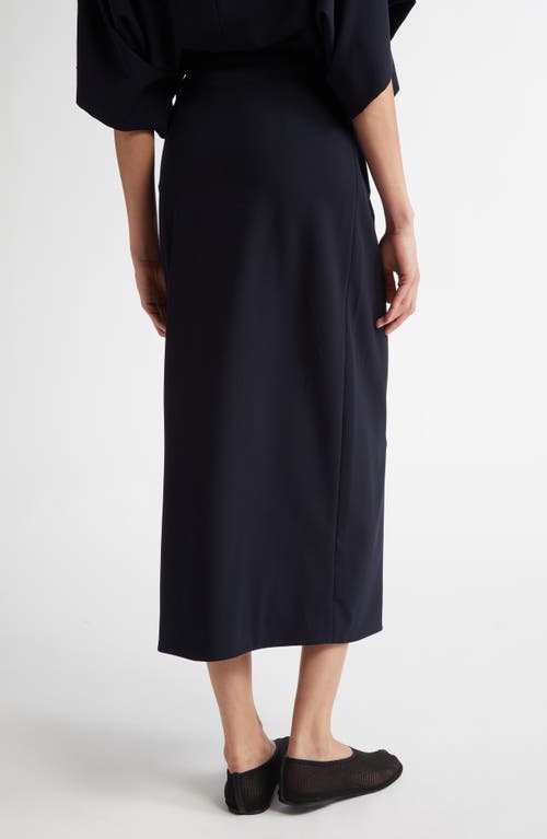 Shop Fforme Kay Stretch Virgin Wool Pencil Skirt In Navy