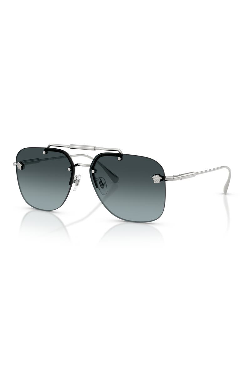 60mm Square Sunglasses, Alternate, color, SILVER / BLUE GRADIENT GREY