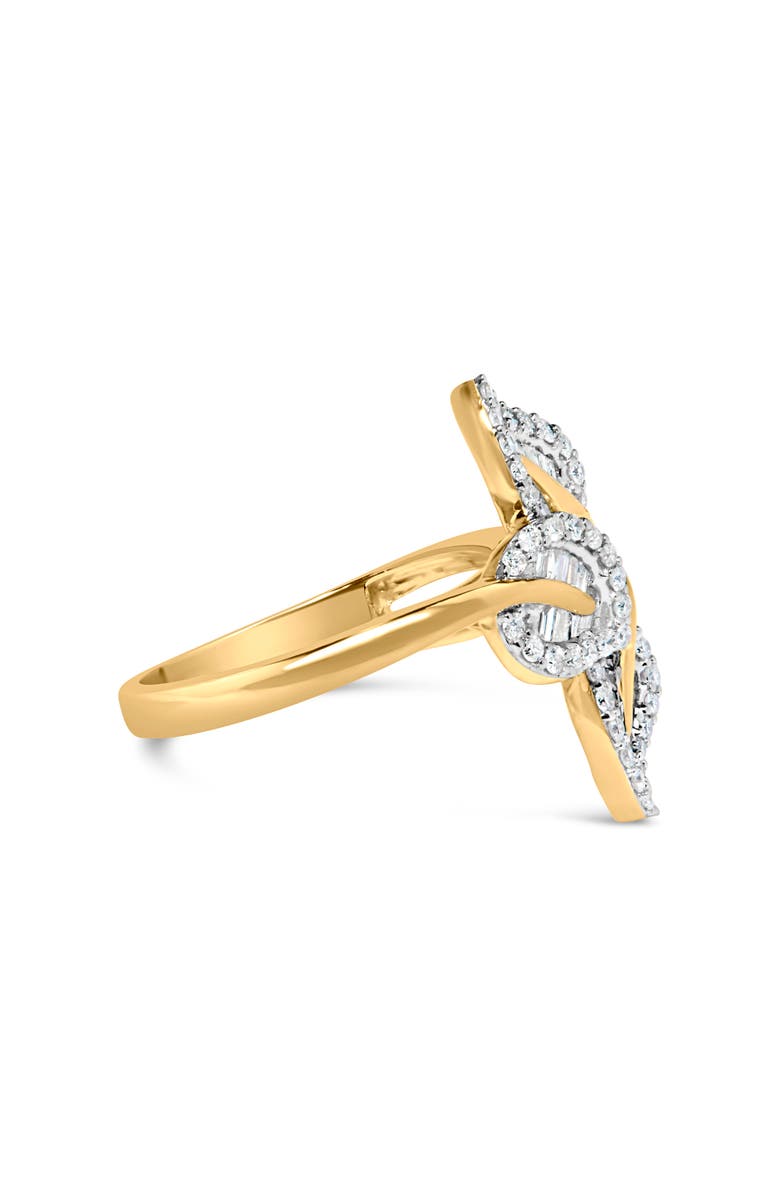 Haus of Brilliance Silver 1/2 Cttw Diamond Bypass Triple Leaf Ring, Alternate, color, Yellow