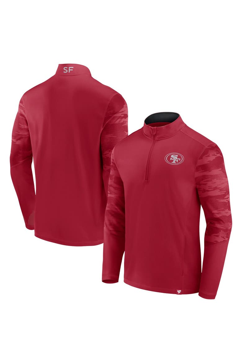 Men's Fanatics Branded Scarlet San Francisco 49ers Ringer Quarter-Zip Jacket, Main, color, Scarlet