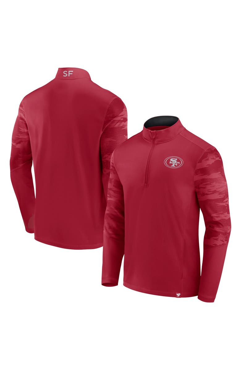FANATICS Men's Fanatics Branded Scarlet San Francisco 49ers Ringer Quarter-Zip Jacket, Main, color,