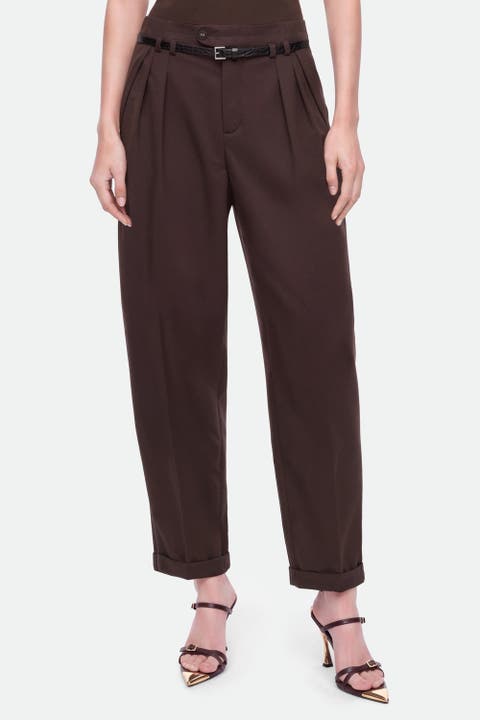 Belted Pleat Front Trousers
