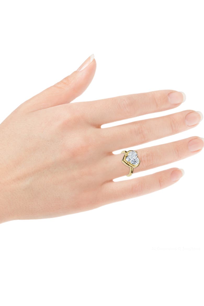 Certified 2 1/2Ct Heart Diamond Button Engagement Ring 14k Gold or Pt Lab Grown, Alternate, color, 14k Yellow Gold