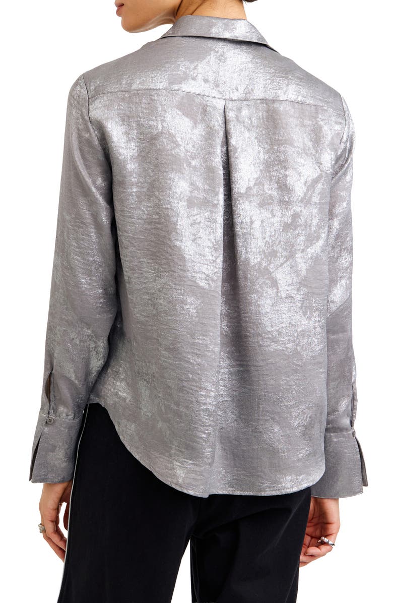 Bella Dahl Metallic Button-Up Shirt, Alternate, color, Silver