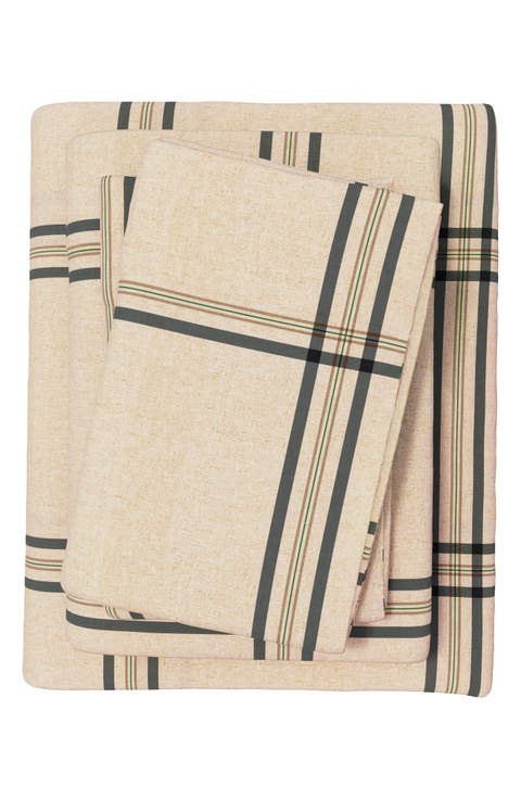 Turkish Cotton Flannel Plaid Sheet Set