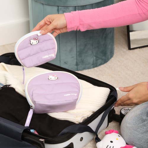 Hello Kitty Large And Small Dome Cosmetic Travel Bag In Purple