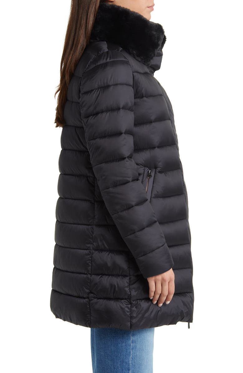 Save The Duck Dalea Faux Fur Collar Puffer Long Jacket, Alternate, color,