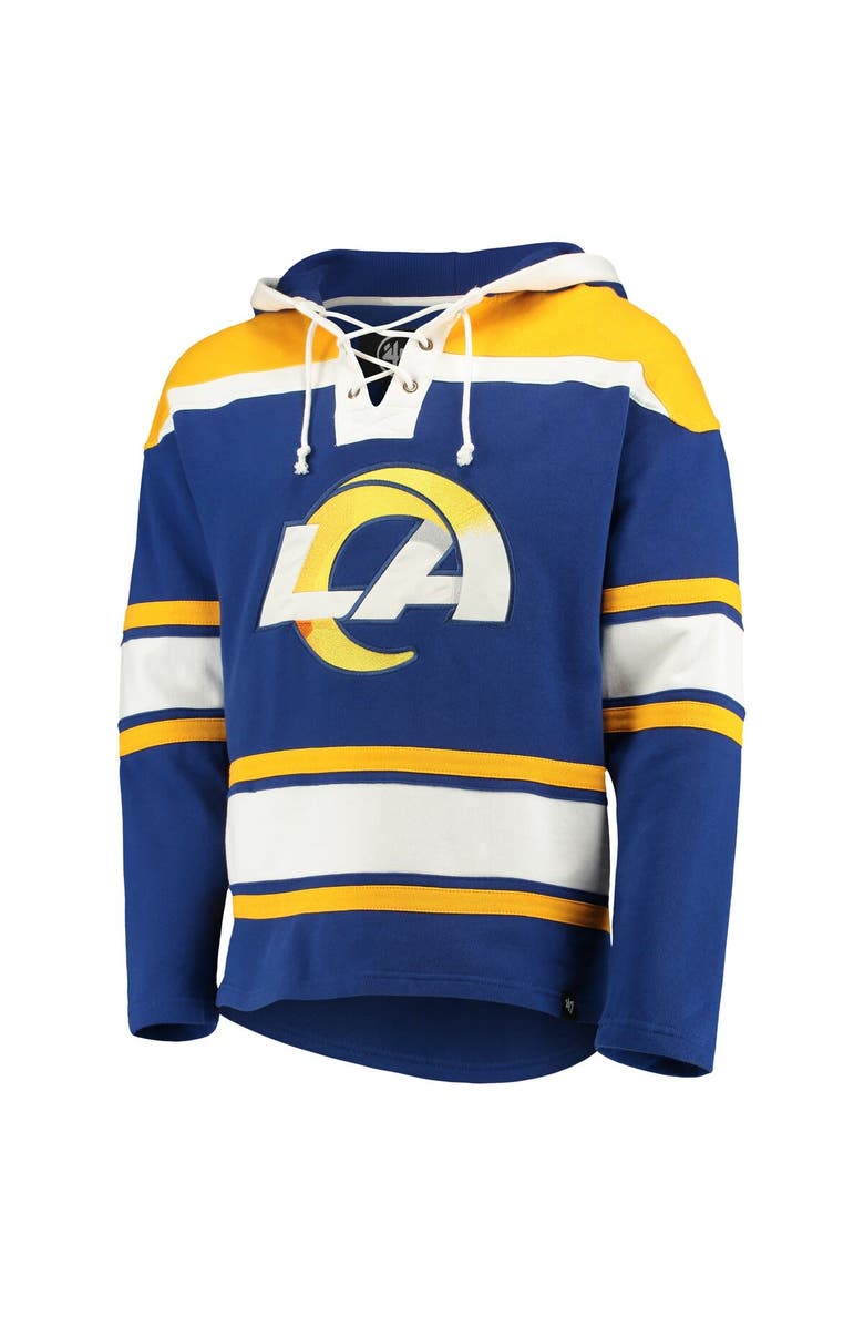 '47 Men's '47 Royal Los Angeles Rams Lacer V-Neck Pullover Hoodie, Alternate, color, 