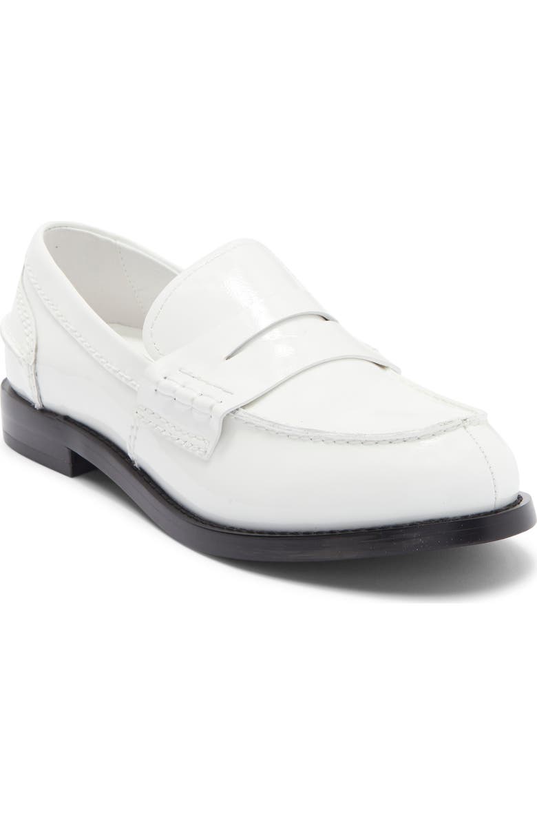 Jeffrey Campbell Books Penny Loafer, Main, color, White Crinkle Patent