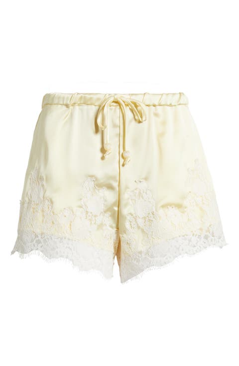Lace Trim Satin Shorts