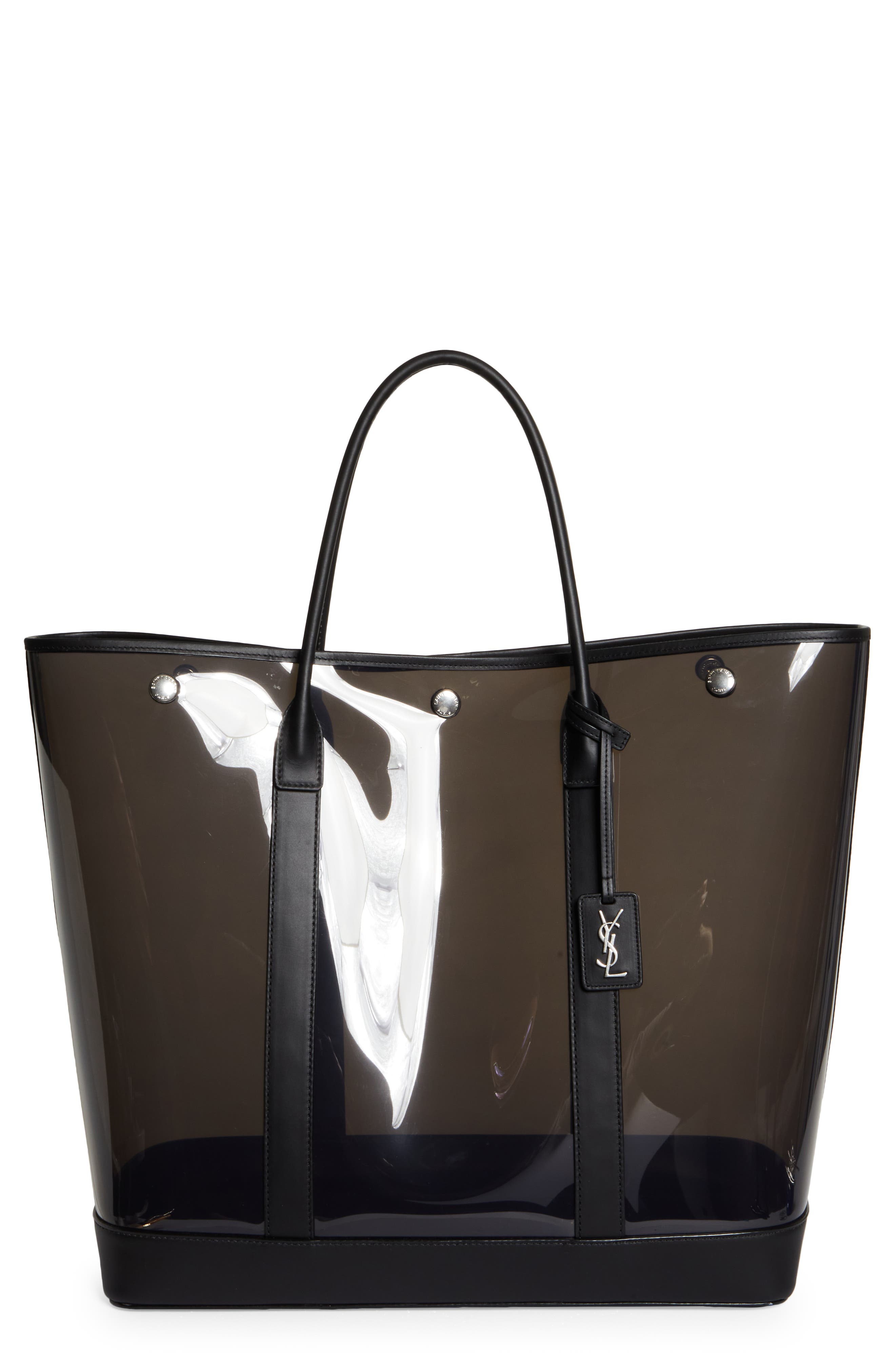 Saint Laurent Cabas Clear Vinyl Tote, Main, color, 