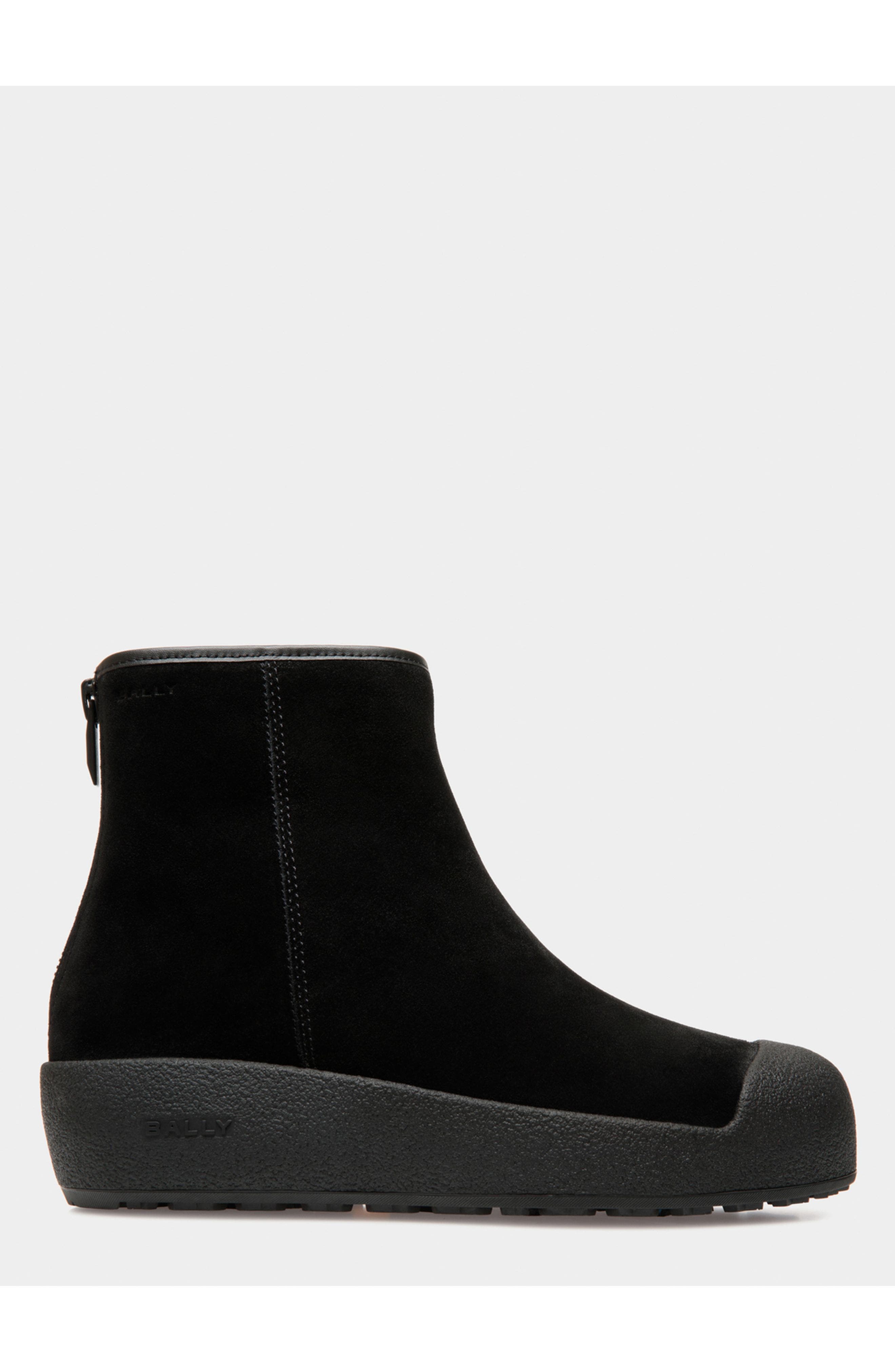 Bally Curling Bootie in Suede, Main, color, Black