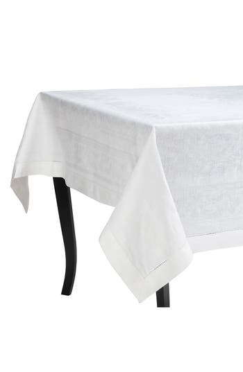 French Home Linen 71" X 124" Arboretum Tablecloth In White