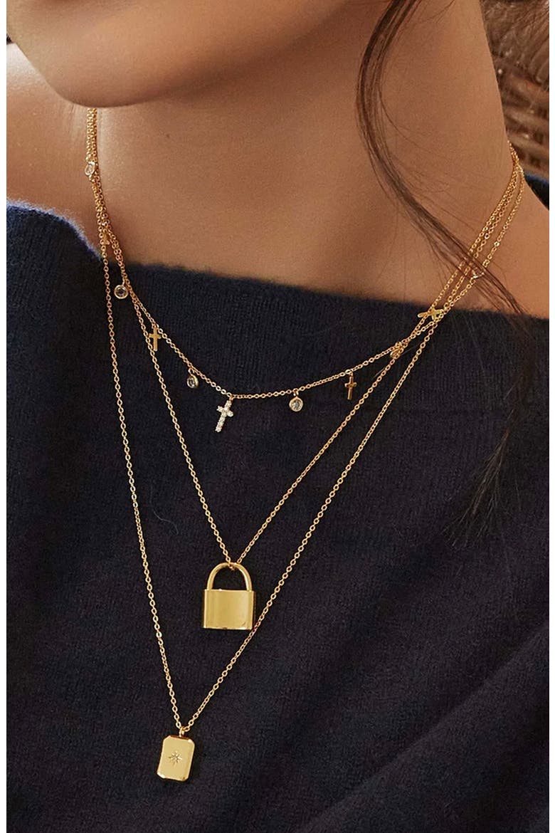 14k Gold Plated Anela Cross Necklace Faith-Inspired Jewelry Daily Wearl, Alternate, color, Gold