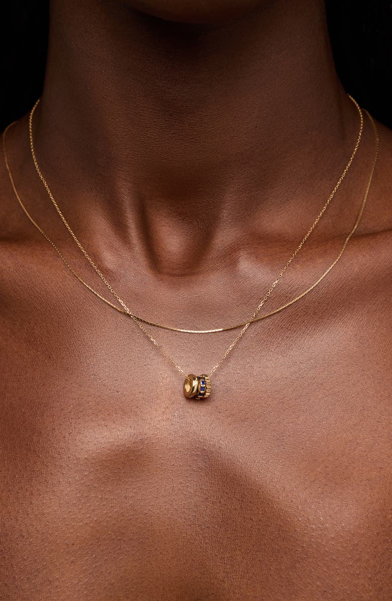 Ana Luisa Solid Yellow Gold - Blue Sapphire Zeno Charm Necklace, Alternate, color, 