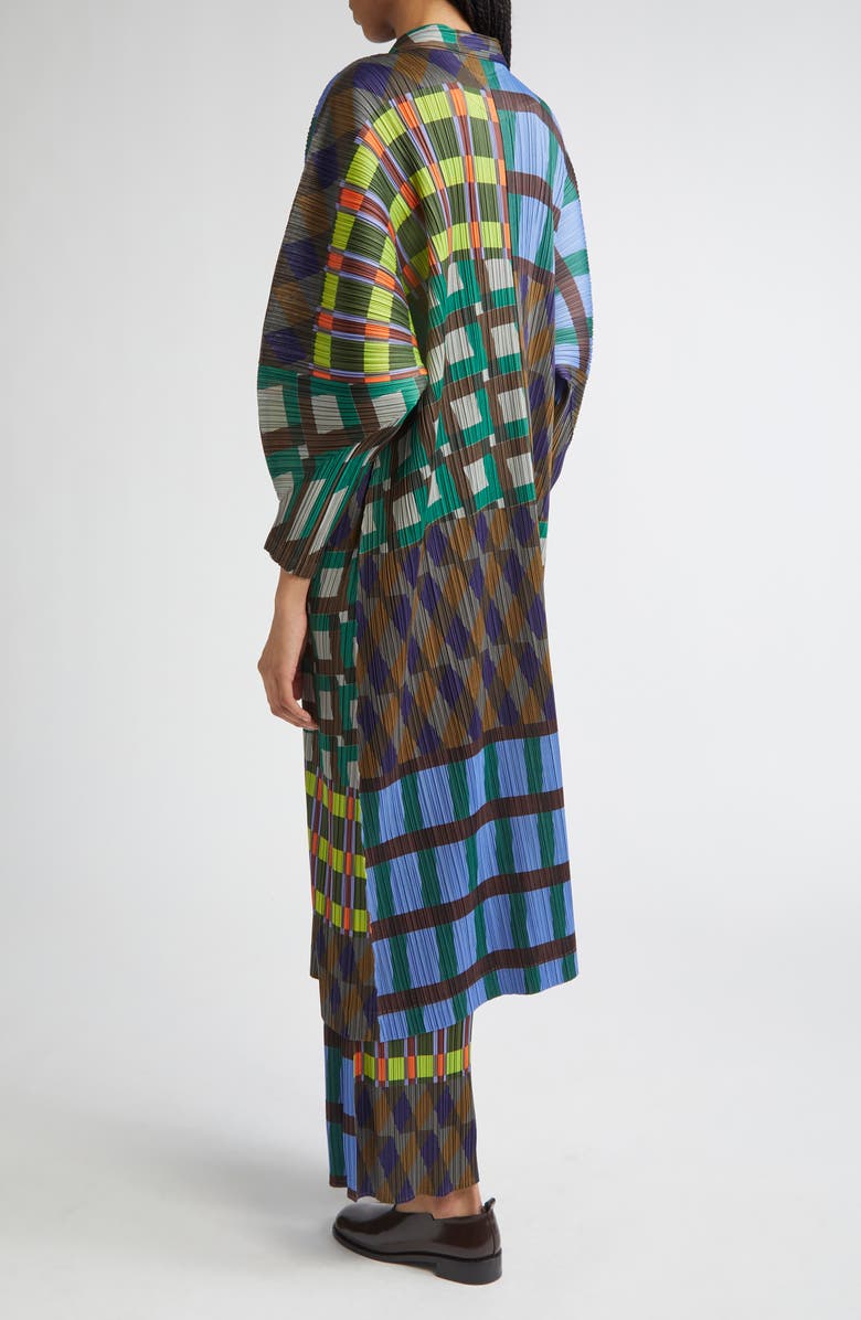 Pleats Please Issey Miyake Harmony Pleated Three Quarter Sleeve Midi Dress, Alternate, color, Blue