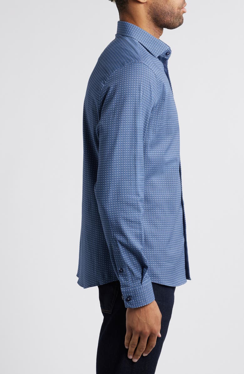 Stone Rose Rectangular Geo Print Button-Up Shirt, Alternate, color, 