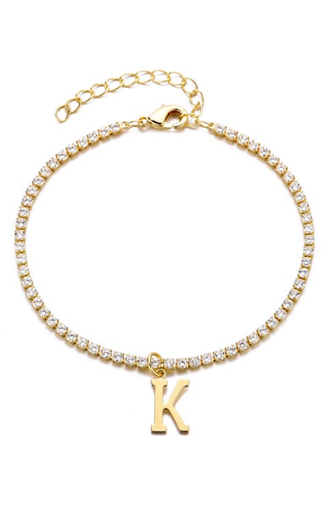 Initial Charm Tennis Bracelet
