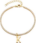 Adornia Initial Charm Tennis Bracelet