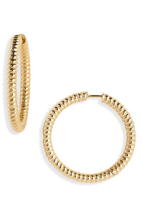 18k Gold Rope Hoop Earrings