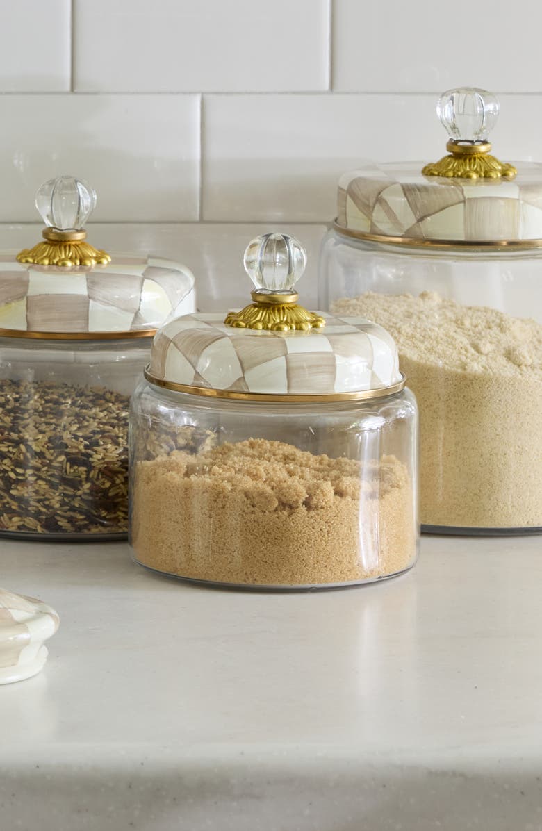 MACKENZIE CHILDS Mocha Check Small Kitchen Canister, Alternate, color, Mocha