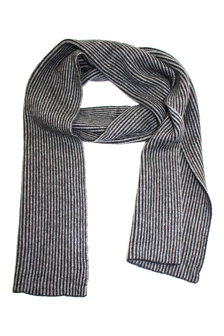 Stripe Knit Scarf, Main, color, BLACK/ HEATHER GREY