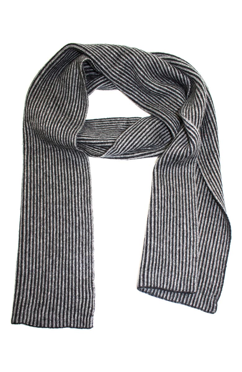 Portolano Stripe Knit Scarf, Main, color, Black/ Heather Grey