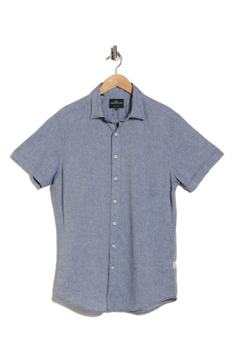 Baywater Short Sleeve Linen & Cotton Button-Up Shirt
